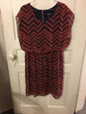 Enfocus Studio Size 12 Orange and Navy Dress-image