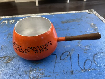 Vintage MCM Made in Japan Orange Fondue Pot Mid Century Modern-image