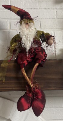 Santa Sitter Long Legged Whimsical Plush Creative Co-Op NWT Embellished-image