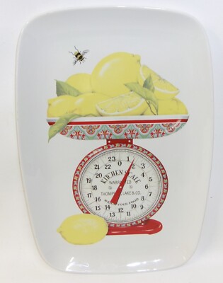 Vintage Red Kitchen Scale, Lemons & Bumblebee Kitchen Platter Creative Co-Op-image