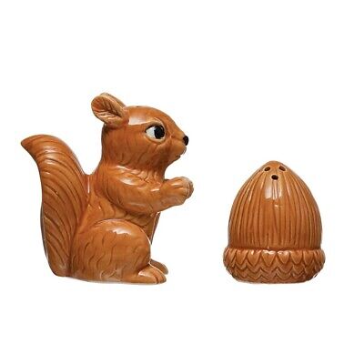 Creative Co-Op Squirrel & Acorn Salt & Pepper Shaker Set 3