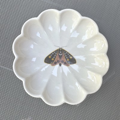 Moth Stoneware Scalloped Jewelry/Trinket/Soap Dish-image