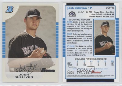 2005 Bowman Draft White /225 Josh Sullivan #BDP111-image