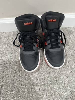 Adidas Hoops Mid Kids Junior  Shoe Basketball Sneaker Black Orange Size 5 EU37.5-image