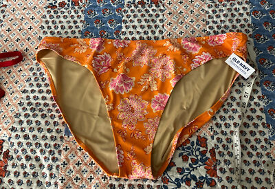 Women’s SZ XXXL Old Navy Orange Floral Mid-Rise Swim Bottoms~NeW~-image