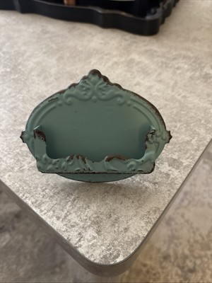 Metal Embossed Distressed Shabby Business Card Holder Creative Co-Op Oval G31-image