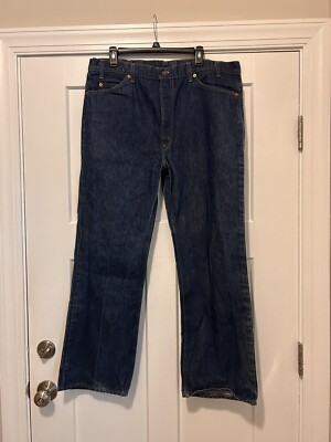 Vintage Levis Orange Tab Men 517 Boot Cut Denim Jean 40x30 Dark Wash Blue-image