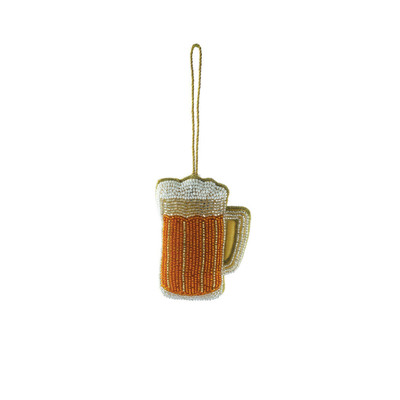 Creative Co-op Orange Beer Glass Ornament Bauble-image