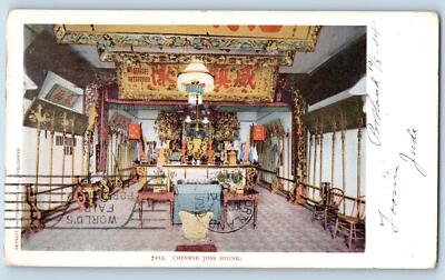 1904 Chinese Joss House Interior Overview Portland Oregon OR Antique Postcard-image