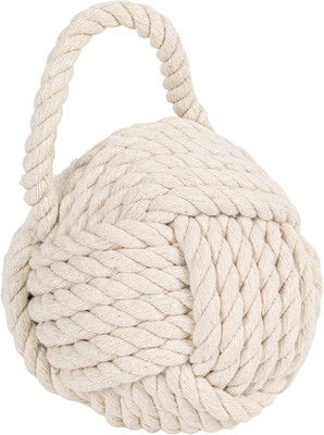 Creative Co-Op Nautical Rope Knot Door Stop Ivory -image