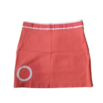 Birdie Peachy Orange and White Mid Rise Mini Length Golf Skirt Women's Size 8-image