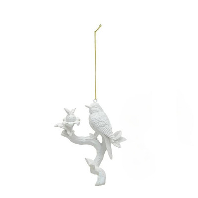Creative Co-op Bird with Wings Closed on Branch Resin Ornament Bauble-image