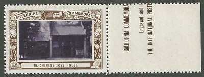 Chinese Joss House, California Centennial, 1948 Poster Stamp, Full Gum, N.H.-image