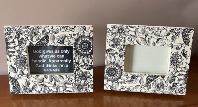 Creative Co-op Picture Frame Photo Wood Floral  4X6 Photo Frame 10 1/2 X 8 1/2.-image