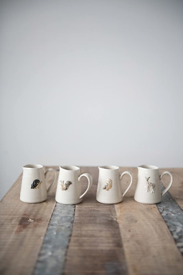 Creative Co-Op Ceramic Hand-Painted Forest Animals, Set of 4 Styles Pitcher, Mul-image