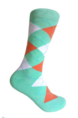 Teal /Dark Teal/Lime/Bright Turquoise/Mint Green Dress Socks  for Men-image