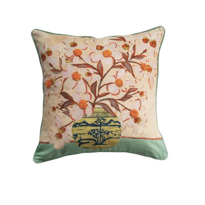 , Multicolor Cottage Charm Embroidered Pillow-image