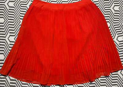 Review Orange Pleated Swing Style Skirt Size 12-image