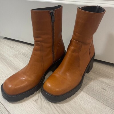 Orange Leather Steve Madden Heeled Boho Boots-image