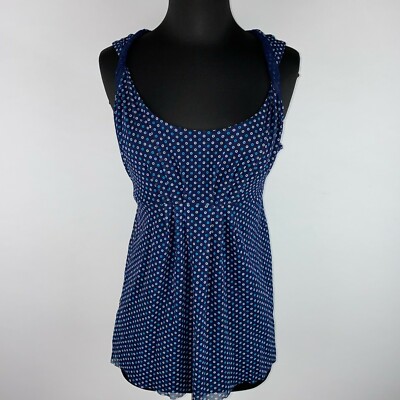 New York & Co Top Womens Sleeveless Twist Neckline Artsy Circles Top L-image