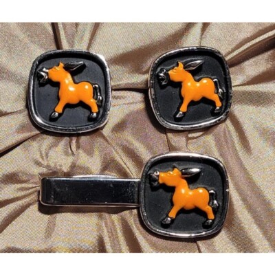 MCM Hickock Orange Democratic Political Jack ASS Cuff Links Tie Clip-image