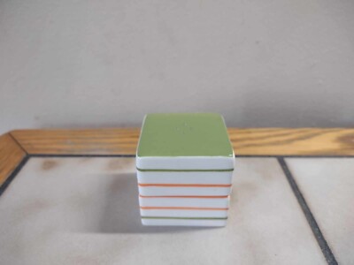 Mid Century Modern Square Stackable Salt+ Peper Shaker Orange+Green-image