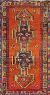 Orange Handmade Traditional Wool Vintage Geometric Area Rug 5x9-image