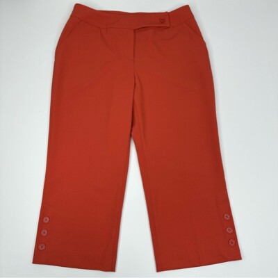 Insight NY Women's Orange Mid-Rise Crop Straight Leg Dress Pants 6/W31/L20.5-image
