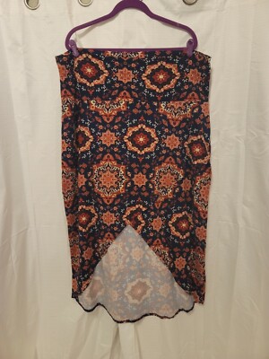 Rue 21 Blue & Orange Damask High-Low Skirt Women's Size 3X-image