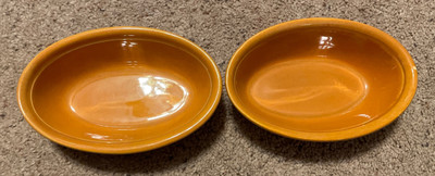 Vintage Orange Genuine Oven Serve Ware Oval Bowl Embossed Floral USA 6.25