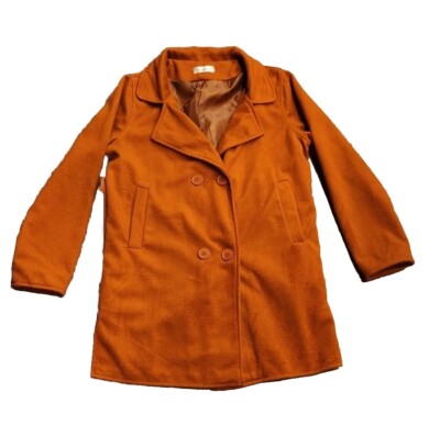 Women's Vintage Wool Coat. Burnt Orange. Mid Length. Fully Lined. Sz 4-6/M. -image