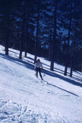 Kodak Slide 1940s Orange Border Kodachrome Pretty Woman Downhill Skiing Skier-image