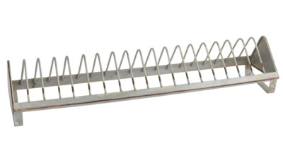 Creative Co-Op Rustic Farmhouse Metal Dish Rack with 18 Slots, Zinc Finish-image