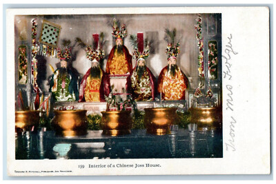 Weaverville California CA Postcard Interior of a Chinese Joss House Statue c1905-image