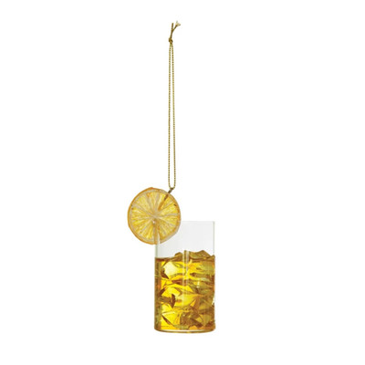 Creative Co-op Brown with lemon Cocktail Highball Glass Ornament Bauble-image
