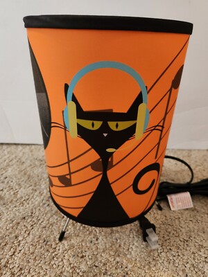New Retro Mid Century Modern Tripod Lamp Cat, Groovy, Record,  Hipster & Orange!-image