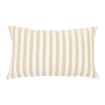 Striped Cotton, Beige Lumbar Pillow Cover, 20