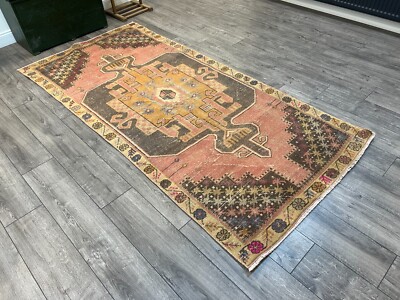 Vintage Turkish Rug, Handmade Rug, Wool Rug, Floor Rug,  3.9 x 8.3 ft, Carpet-image