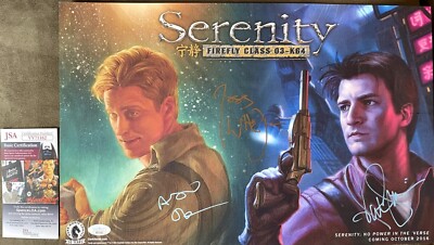 Nathan Fillion Alan Tudyk Joss Whedon signed Serenity 2016 SDCC mini poster JSA-image