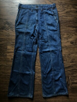 Vtg 70s Levi's Retro Orange Tab Denim Mid Rise Flare Hippie Jeans-image