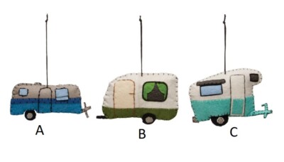Creative Co-Op Wool Felt Camper Camping Trailer Ornament w/Embroidery Pick One-1-image