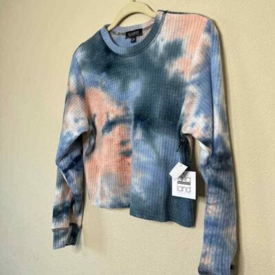 La La Land Creative Co Tie-Dye Waffle Knit Crop Top Long Sleeve XS-image
