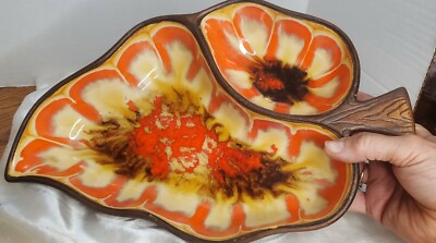 Orange GlazedTreasure Craft USA MCM Leaf Dish No. 376-image