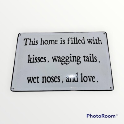 Creative Co-Op Embossed Metal Wall Decor Dog Kisses Wagging Tails Dog Love-image