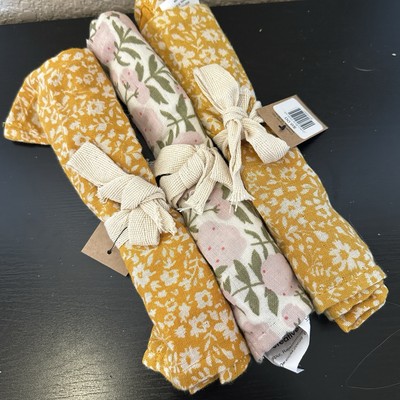 Organic Cotton Baby Infant Burp Cloths Floral Set Of Three Creative Co-op-image