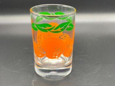 Mid century juice glass, featuring oranges, -image