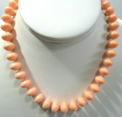 ORANGE ATOMIC SHAPE BEADED PLASTIC NECKLACE STATIONARY VINTAGE MID CENTURY-image