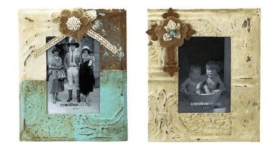 Creative Co-Op DA1661A Vintage Rustic Tin Jeweled 5X7 Photo Frame 2 Styles-image