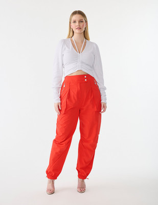 GSTQ Women's Parachute Pant Orange Size 0-image