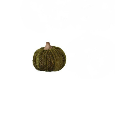 Creative Co-op Textured Green Cotton Pumpkin with Wood Stem Figurine-image